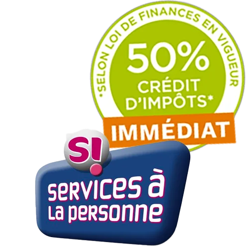 Logo Services à la personne, crédit d’impôt 50%